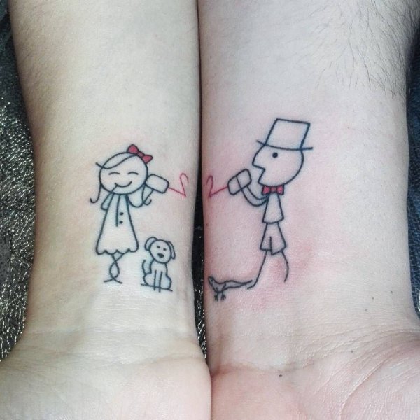 Тату на запястье для пары
