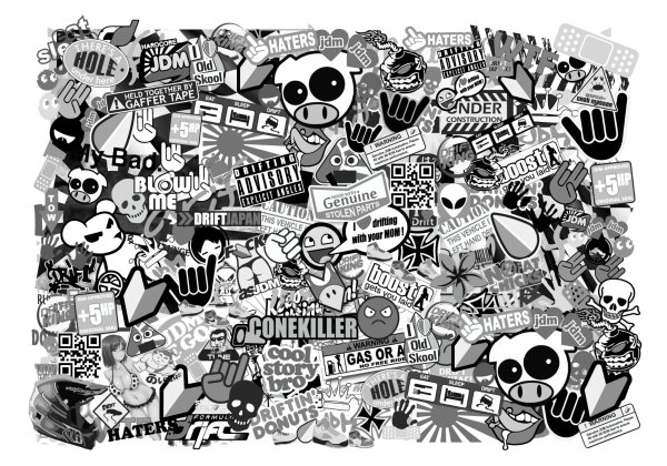 Наклейки черно белые много