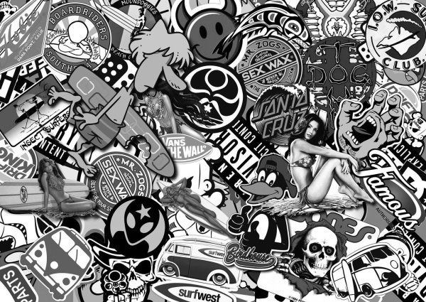 Стикербомб черно белый