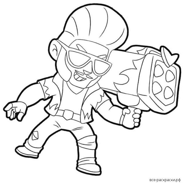 Brawl Stars раскраска Брок
