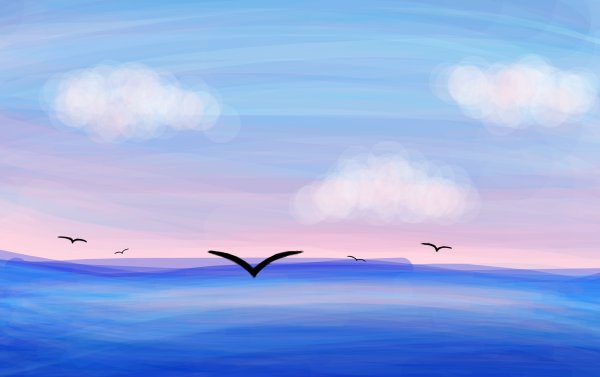 Птицы над морем вдали