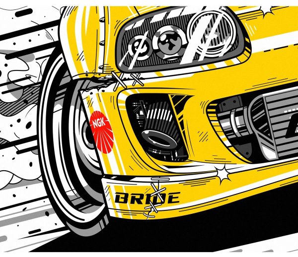 Автомобиль в мультяшном стиле