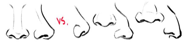 Нос цветными карандашами