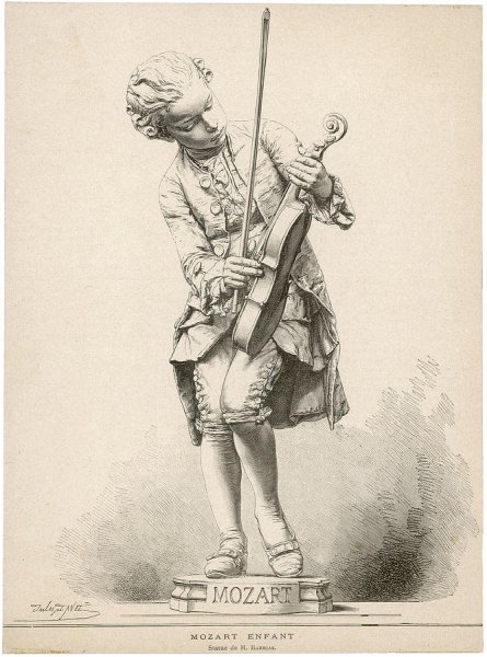 Памятник маленькому Моцарту гравюра