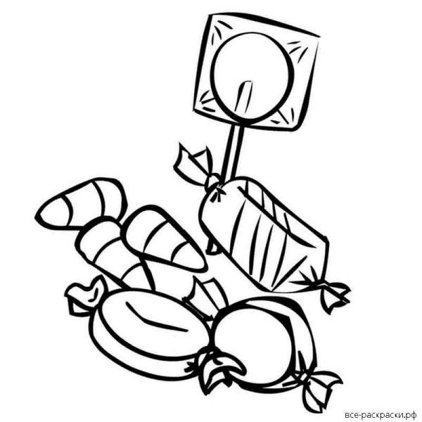Раскраски конфеты и сладости