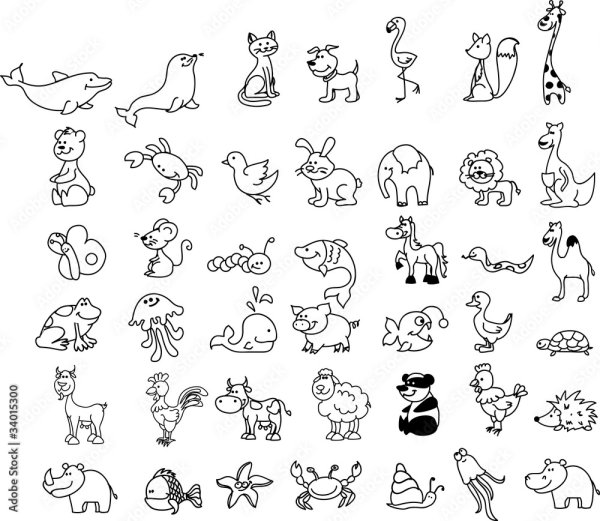 Наклейки черно белые животные