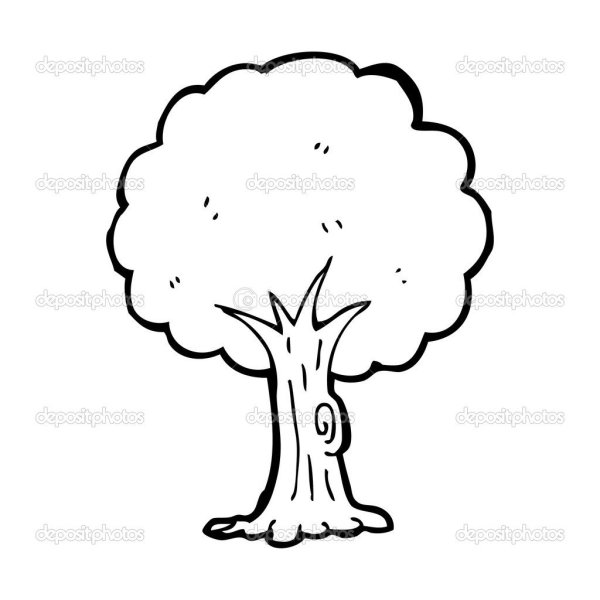 Дерево мультяшное черно белое