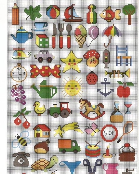 Мини схема вышивки крестом зайчики