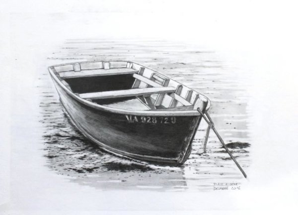Лодка рисунок карандашом