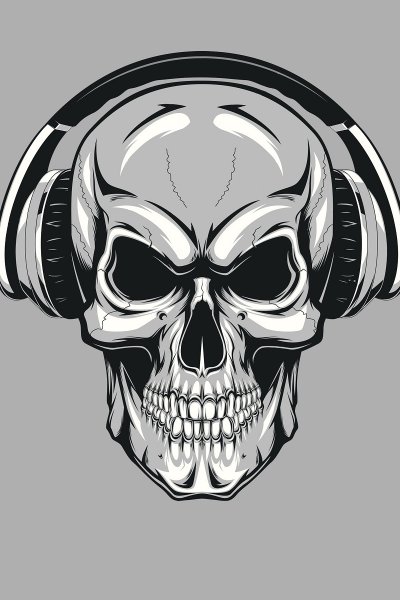 Череп в наушниках