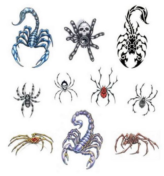 Эскизы тату на кисть паук