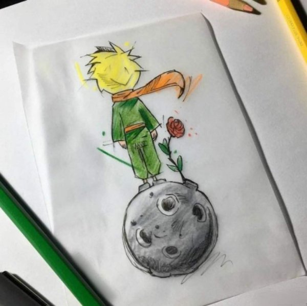 Маленький принц иллюстрации Экзюпери черно белые