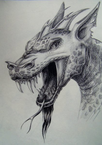 Дракон черной ручкой