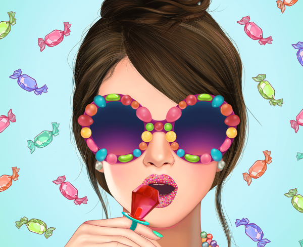 Поп арт девушка в очках