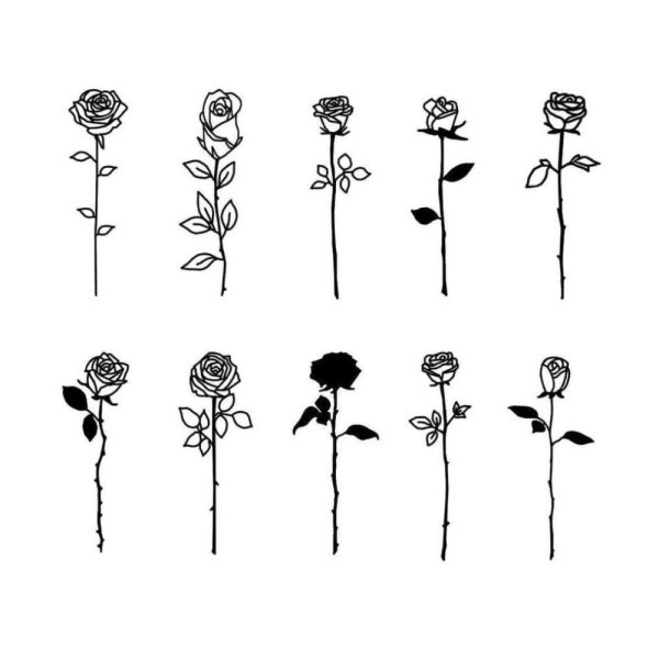 Тату роза эскиз маленькая