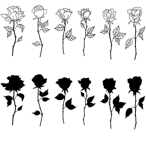 Тату роза эскиз маленькая