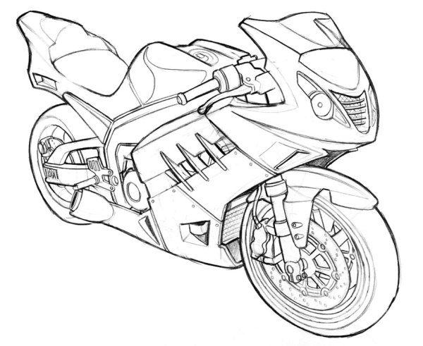 Спортивный мотоцикл раскраска