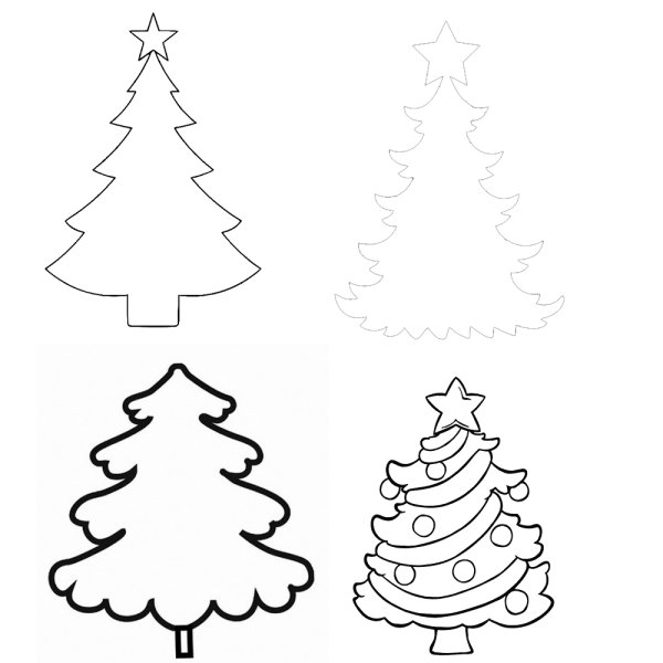 Раскраска елочка для детей 3-4 лет