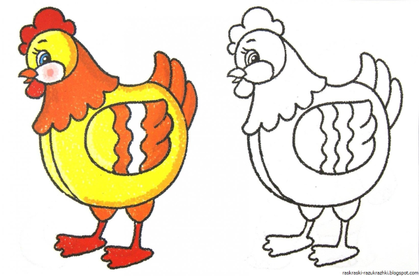 Курица смешная раскраска для детей