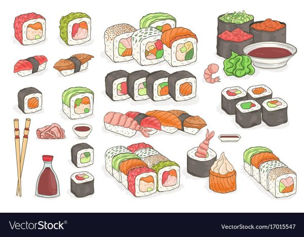 Роллы раскраска цветная