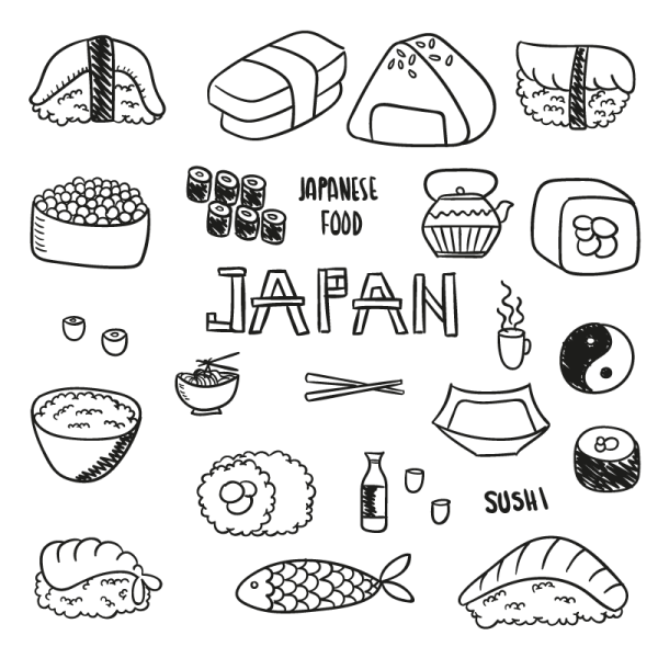 Раскраска японская еда