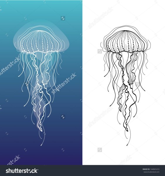 Тату медуза одной линией