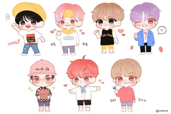 Группа БТС аниме Чиби