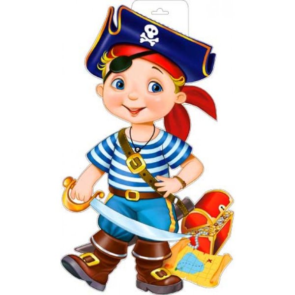 Маленький пират на белом фоне