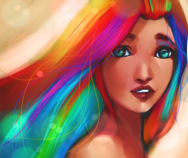 Девочка с радужными волосами