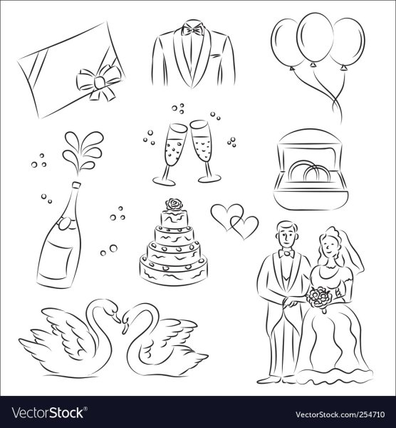 Свадебные атрибуты иллюстрация