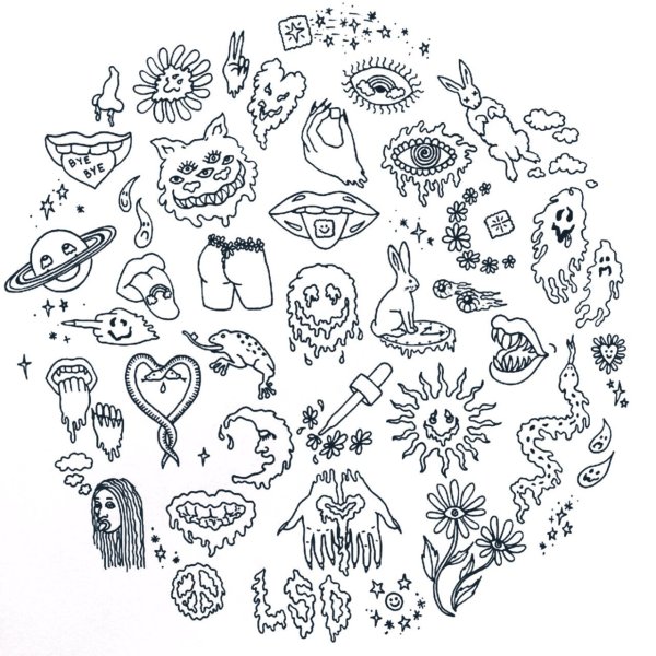 Handpoke эскизы в круге