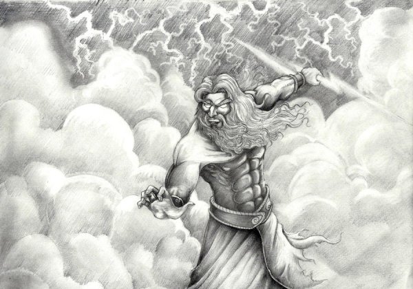 Зевс Бог древней Греции рисунок