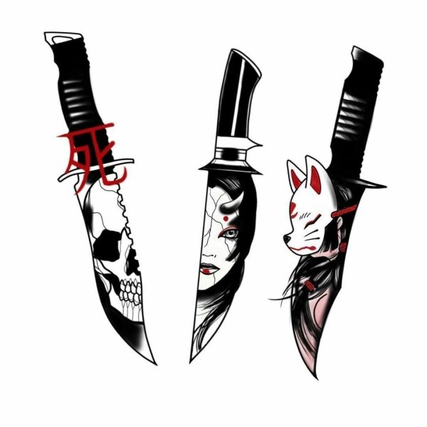 Катана тату эскиз