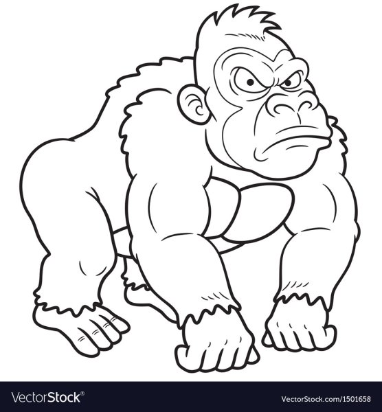 Рисунок гориллы карандашом для детей
