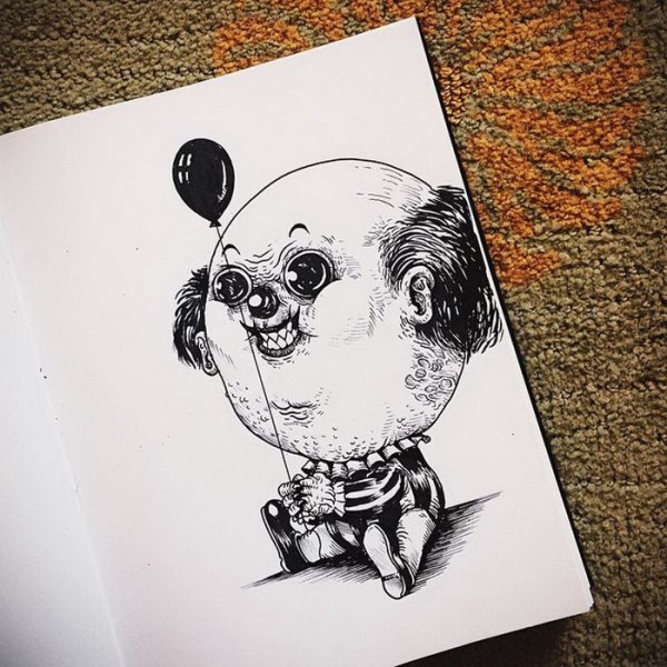 Маленькие рисунки чёрной ручкой страшные