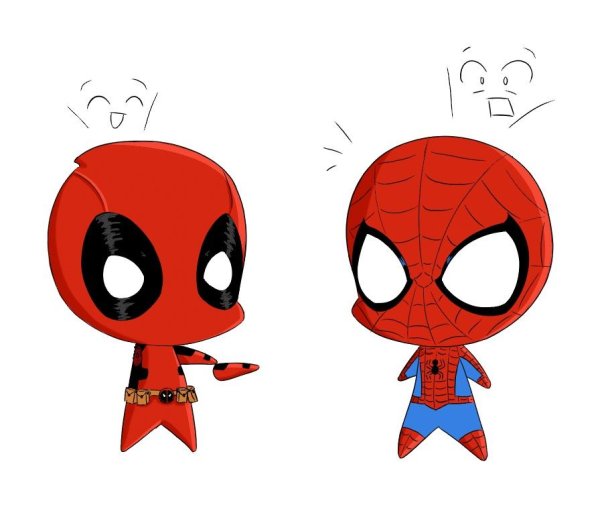 Рисунки для срисовки Дэдпул и человек паук