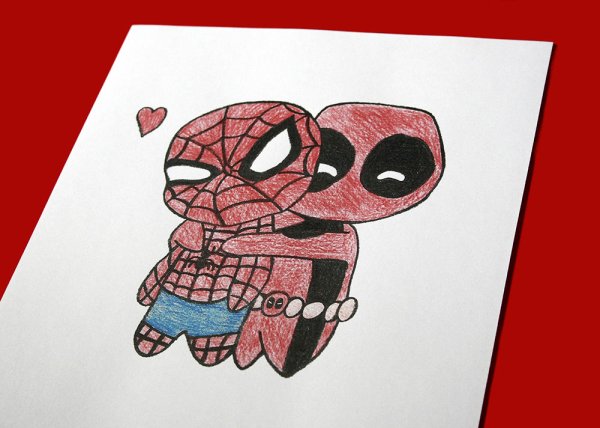 Рисунки Дэдпула и человека паука