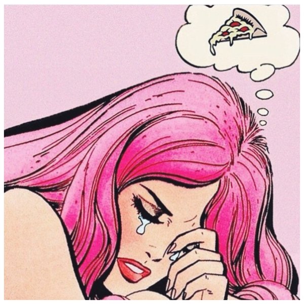 Плачущая девушка с розовыми волосами