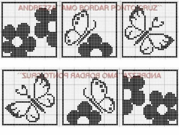 Монохромная вышивка схемы маленькие