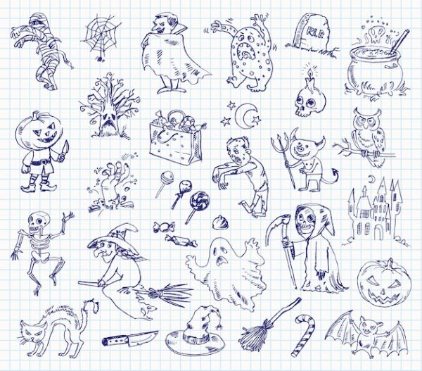 Каракули ручкой в тетради