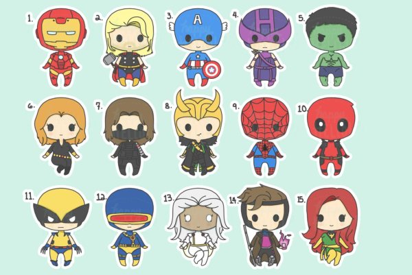 Кавайные рисунки Марвел