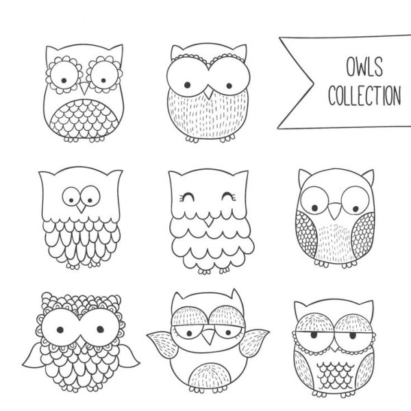 Совушки раскраски Стикеры