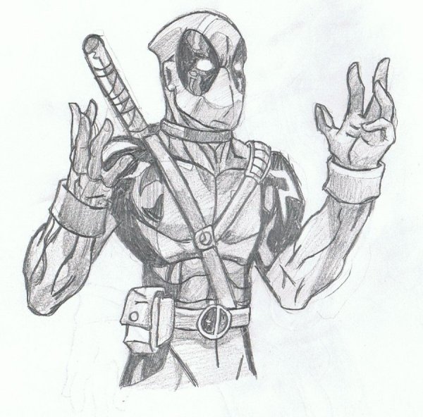Марвел карандашом Дэдпул