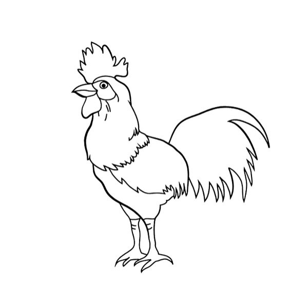Петушок для раскрашивания детям 4-5 лет