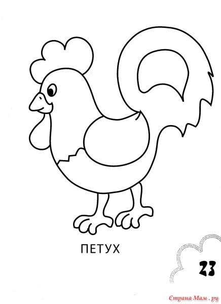 Раскраска петушок для детей 2-3 лет