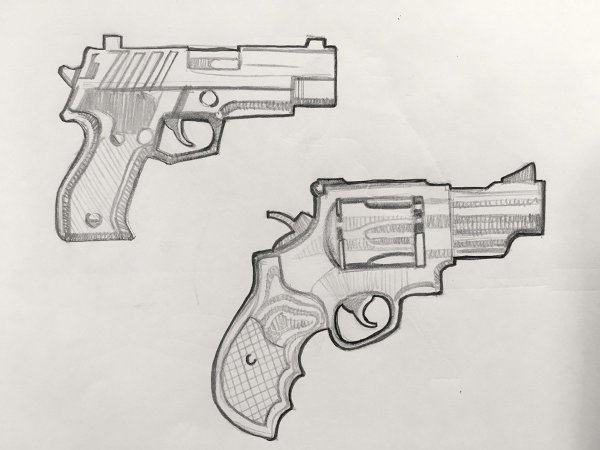 Пистолет рисунок карандашом