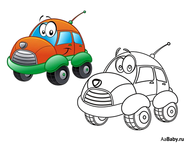 Машинки раскраски цветные