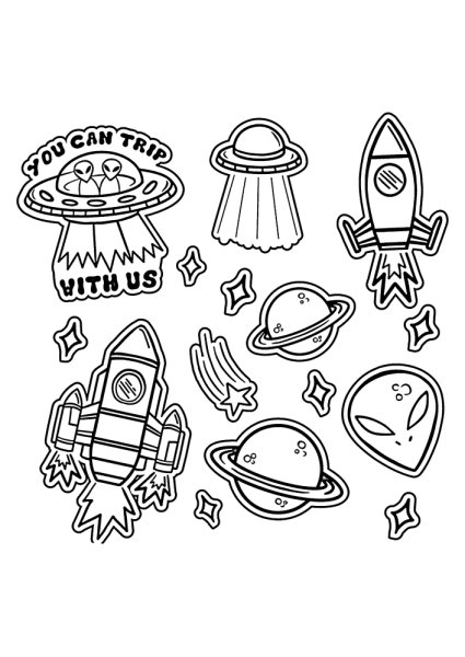 Наклейки черно белые с контуром