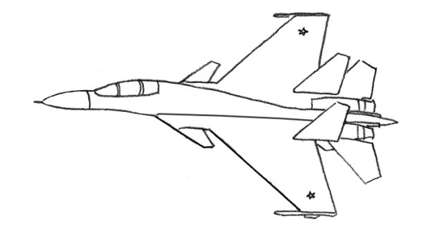 Военный самолет карандашом