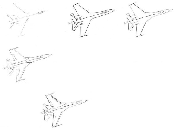Контур самолета Су-17 снизу